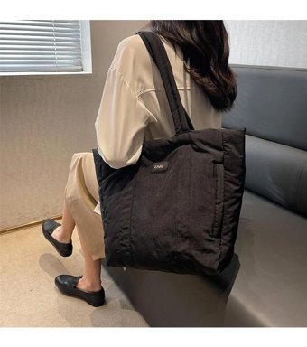 Magideal Suntek Puffer Tote Alışveriş İşe Gidip Gelirken Kadın Omuz Çantası Siyah