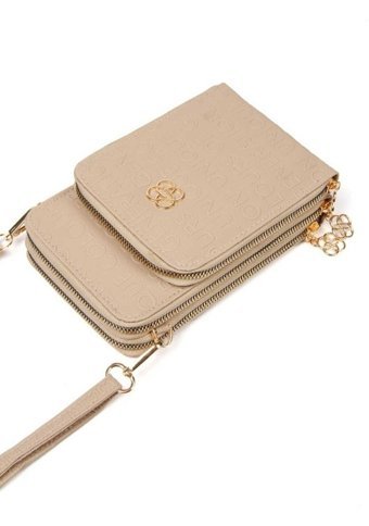 Kayes Bag Kabartma Yazılı Bölmeli Şık Çant Kadın Omuz Çantası Vizon