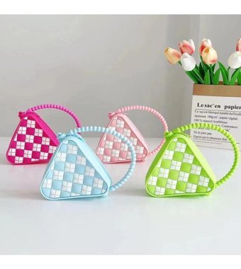 Sones Elmas Şekilli Mini Taşınabilir Silikon Kadın Omuz Çantası Mavi