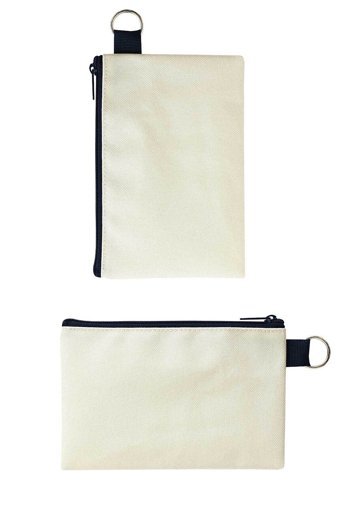 Woys Bags Clutch Ekru Düz Kanvas Küçük Boy Makyaj Çantası