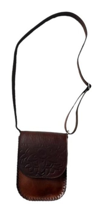Lnleather Deri Elişçiliği Butiküretim Mandala Kadın Omuz Çantası Kahverengi