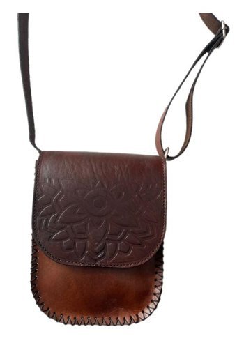 Lnleather Deri Elişçiliği Butiküretim Mandala Kadın Omuz Çantası Kahverengi