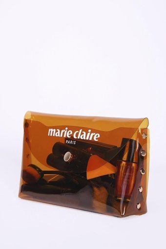 Marie Claire lana Kahverengi Baskılı Pvc Küçük Boy Makyaj Çantası