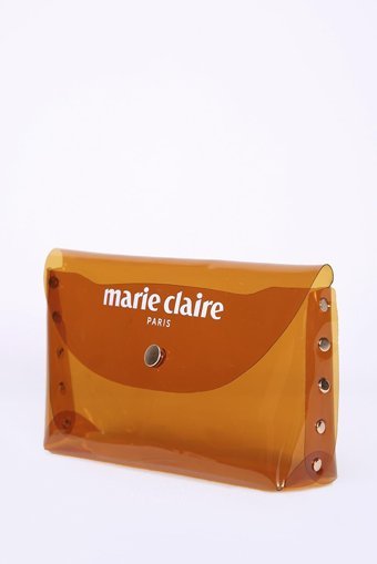 Marie Claire lana Kahverengi Baskılı Pvc Küçük Boy Makyaj Çantası