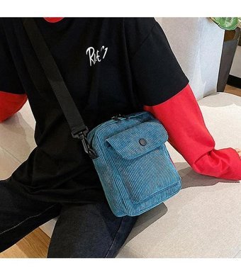 Alibee Eğlence Haberci Küçük Moda Kadife Kadın Omuz Çantası Mavi