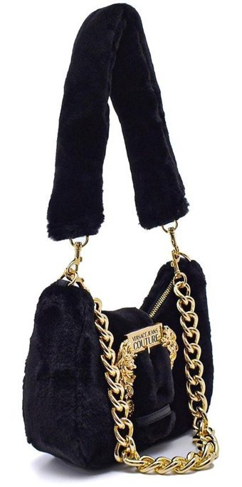 Versace Jeans Couture Versace Barok Tokalı Peluş Kadın Omuz Çantası Siyah