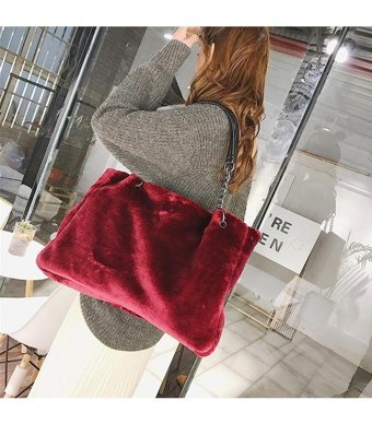 Worryfreeshopping Xcj Moda Peluş Kadın Omuz Çantası Kırmızı