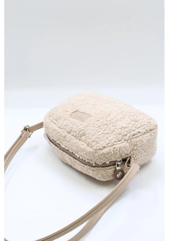 Nothing Kürklü Peluş Mini Urban Seti 3'Lü Kadın Omuz Çantası Vizon - Krem - Siyah