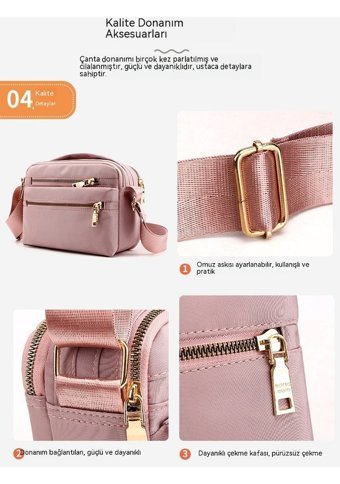 Worryfreeshopping Lbw Naylon Büyük Kapasiteli Kadın Omuz Çantası Pembe