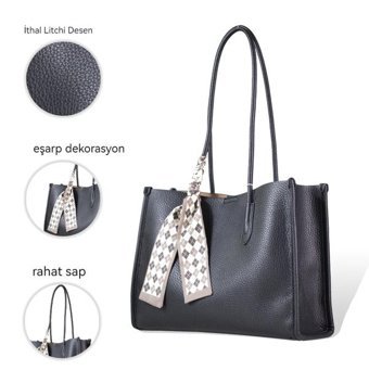 Worryfreeshopping Hakiki Deri Kadın Omuz Çantası Siyah