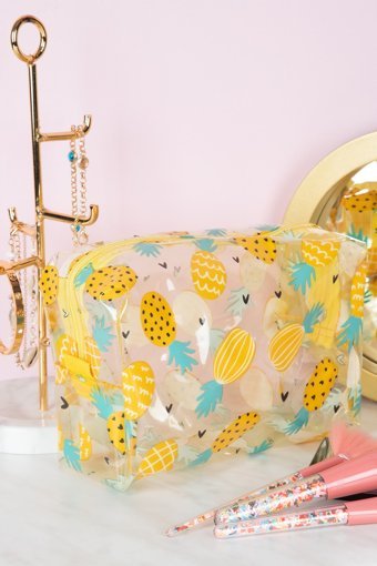 Naturalove Turuncu Ananas Plastik Orta Boy Seyahat Makyaj Çantası