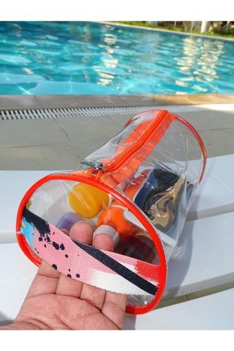 Rof Bag Turuncu Pvc Büyük Boy Seyahat Makyaj Çantası