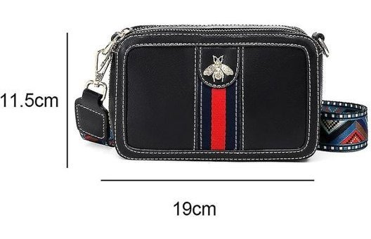 Bruce Purse Pu Deri Kamera Clucth Kadın Omuz Çantası Siyah