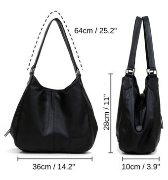 Cappadocia Vintage Myra Pu Deri Hobo Tote Kadın Omuz Çantası Siyah