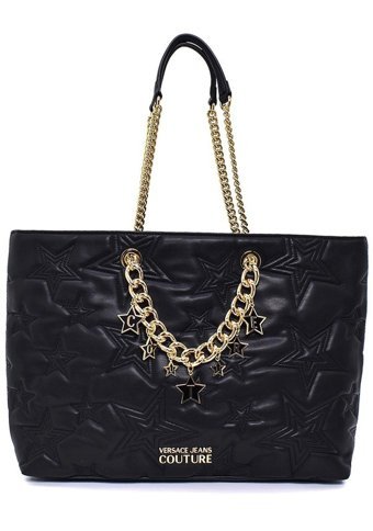 Versace Jeans Couture Versace Couture Zincir Detaylı Ve Yızdız Nakışlı Kadın Omuz Çantası Siyah