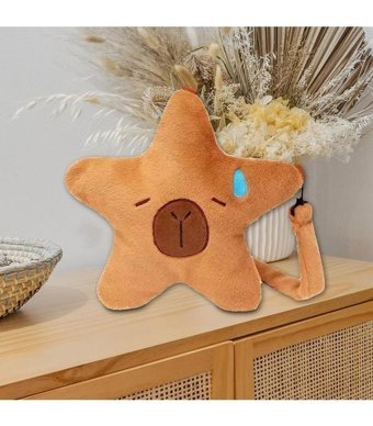 Magideal Suntek Capybara Peluş Moda Komik Peluş Kız Kadın Omuz Çantası Kahverengi
