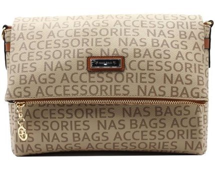 Nas Bag 1095 Yazılı Kadın Omuz Çantası Vizon - Taba