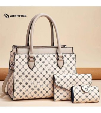 Worryfreeshopping Modaya Uygun Çiçek Desenli Üç Parçalı Seti Wr0419311 Kadın Omuz Çantası Haki