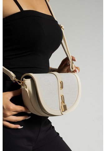 Valu Accessorize Kilit Detaylı Kadın Omuz Çantası Krem