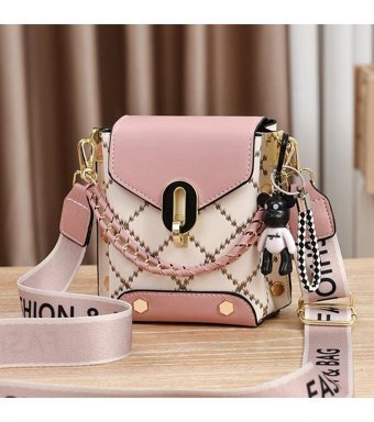 Happyplanet Şık Ve Sade Küçük Kare Çok Yönlü Kadın Omuz Çantası Pembe