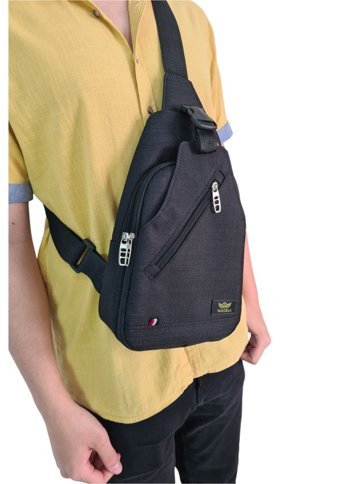 Vardela Unisex Kanvas Su Geçirmez Kumaş Kadın Omuz Çantası Siyah