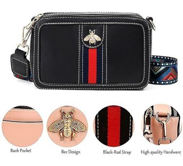 Alibee Purse Pu Deri Kamera Clucth Kadın Omuz Çantası Siyah
