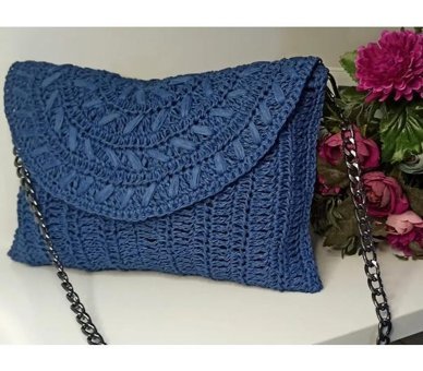 Ecndesing Handmade Sümbül Kadın Omuz Çantası Mavi