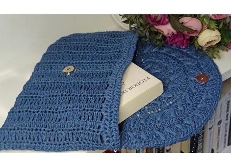 Ecndesing Handmade Sümbül Kadın Omuz Çantası Mavi