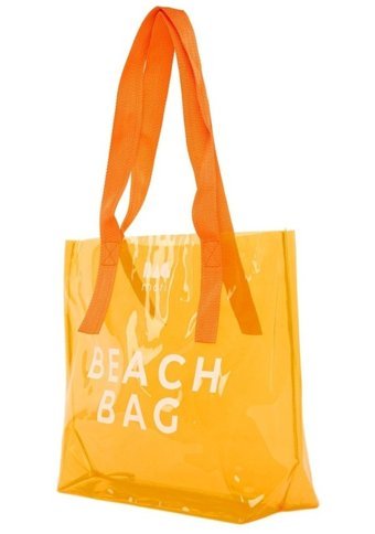 Bagmori Beach Bag Şeffaf Plaj Kadın Omuz Çantası Turuncu
