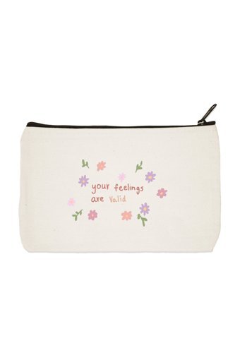 Designedfy Clutch Bej Baskılı Kumaş Mini Boy Makyaj Çantası