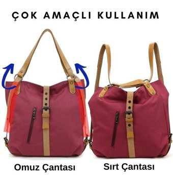 Cappadocia Vintage Kanvas Seyahat Kadın Omuz Çantası Pembe