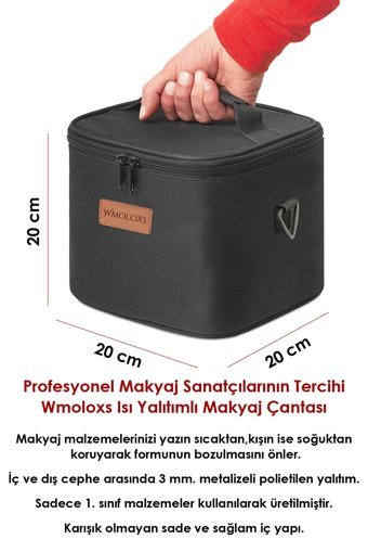 Wmoloxs Bölmeli Katlı Siyah Düz Kumaş Büyük Boy Çok Gözlü Seyahat Makyaj Çantası
