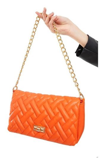 Luwwe Bag'S Zincir Kapitoneli Baget 10726 Kadın Omuz Çantası Turuncu