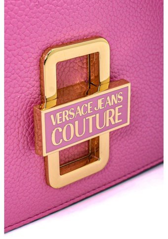 Versace Jeans Couture Suni Kürk Detaylı Kadın Omuz Çantası Pudra