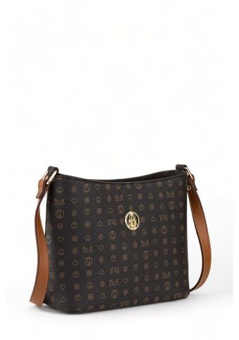 Bilik Deri Monogram Nv 1008 Kadın Omuz Çantası Siyah - Taba