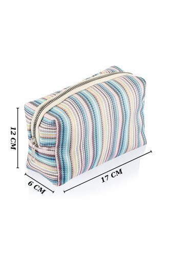 Namlı Çanta Clutch Çok Renkli Düz Kumaş Küçük Boy Seyahat Makyaj Çantası