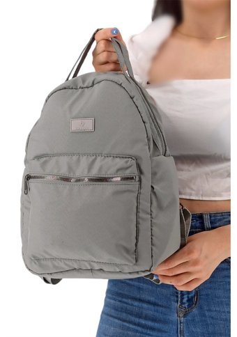 Çlk Accessories Önden Fermuarlı Kumaş Kadın Omuz Çantası Gri