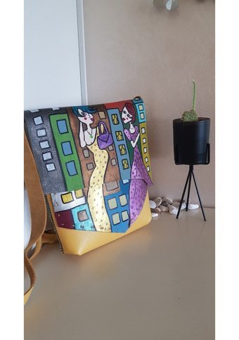 Medorya Design El Yapımı Hakiki Deri Kadın Omuz Çantası Çok Renkli