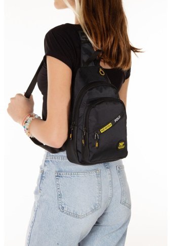 Newish Polo Kulaklık Usb Çıkışlı Bodybag Kadın Omuz Çantası Siyah - Sarı