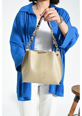 Valu Accessorize Fularlı Zincir Krem Kadın Omuz Çantası Krem