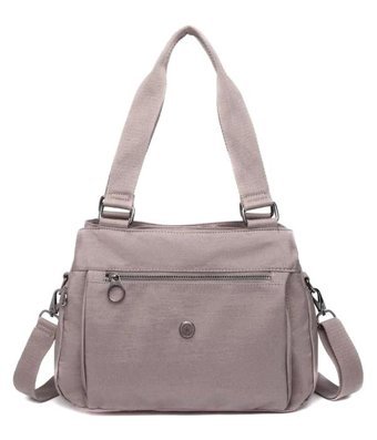 Smart Bags Krinkıl Metalik Kumaş Kadın Omuz Çantası Vizon