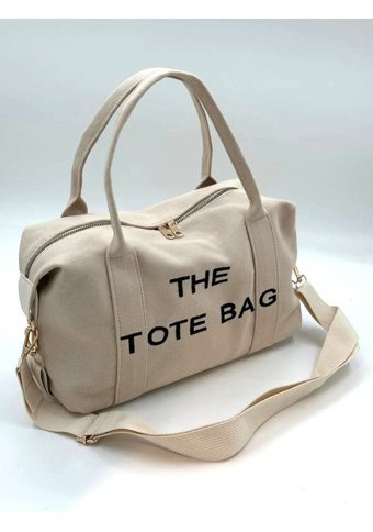 Modhy Casual Kanvas Kumaş Tote Bag Krem Kadın Omuz Çantası Krem