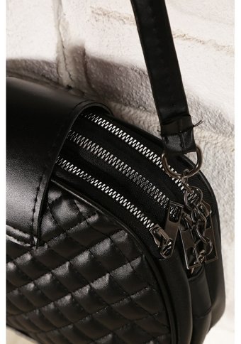 Valu Accessorize Fermuarlı 3 Gözlü Kilitli Kadın Omuz Çantası Siyah