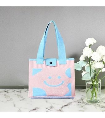 Worryfreeshopping Lbw Modası Örme Kare Kadın Omuz Çantası Beyaz - Mavi