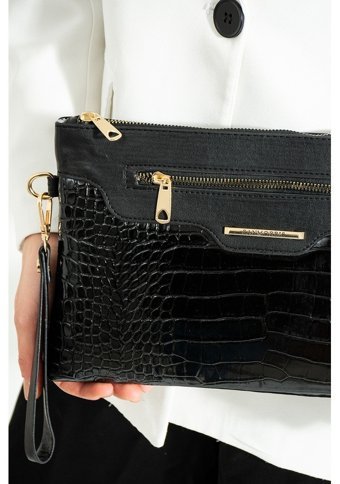 Byhakan Sn 1360 El Clutch Kroko Kadın Omuz Çantası Siyah