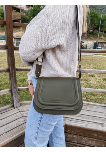 Cirphi Collection Kanvas Kapaklı Kadın Omuz Çantası Haki