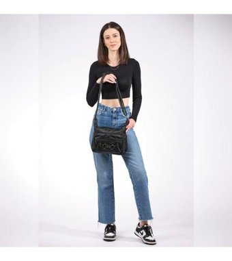 Dionti Kaliteli Soft Yumuşak Deri Ayarlanabilir Postacı Kadın Omuz Çantası Siyah