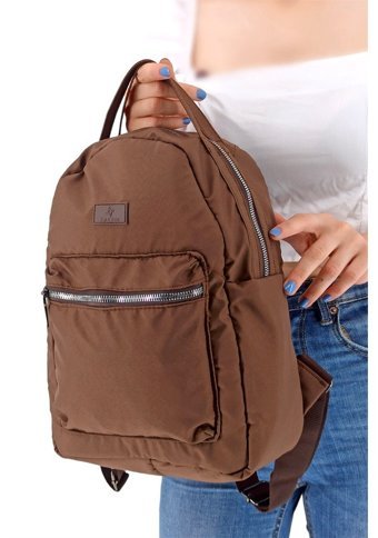 Çlk Accessories Önden Fermuarlı Kumaş Kadın Omuz Çantası Kahverengi