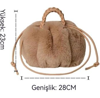 Haiyaao Peluş Yumuşak Ve Kaliteli Kadın Omuz Çantası Haki