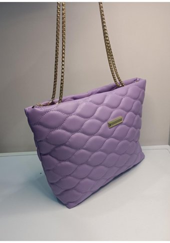 Soo Bag Kapitone Desenli Gold Zincirli Kadın Omuz Çantası Lila